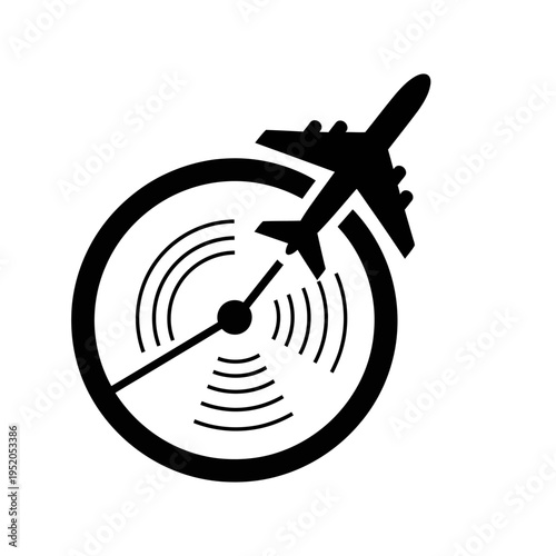 Airplane radar icon representing air traffic control and flight tracking services