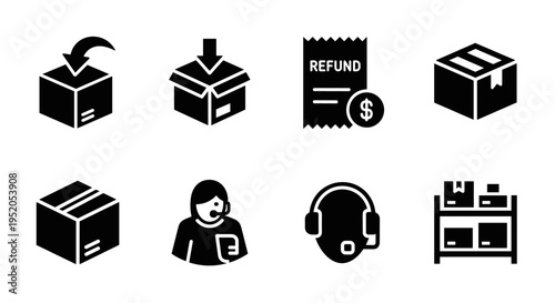 Refund and Delivery Icons Set.