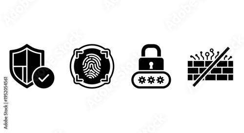 Security icons with shield and lock.