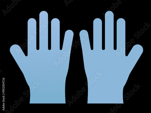 Disposable Protective Gloves Icon on Dark Background: Flat Vector Graphic for High-Tech Healthcare and Industrial Safety UI