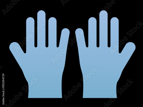Disposable Protective Gloves Icon on Dark Background: Flat Vector Graphic for High-Tech Healthcare and Industrial Safety UI