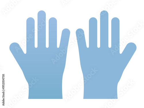 Medical and Protective Gloves Icon: Flat Vector Illustration of Disposable Blue Gloves for Hygiene, Healthcare and Safety Concepts