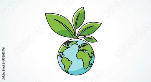 Earth with green leaves growing out symbolizing eco friendly and sustainable environment