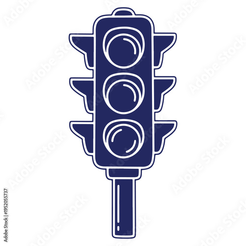Stylized Traffic Light Illustration Representing Control and Safety on the Roadways with a White Background Design