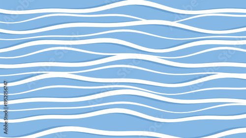 Seamless vector pattern featuring abstract white wavy lines on a light blue background, creating a flowing, ripple-like texture ideal for modern graphic design, web backgrounds