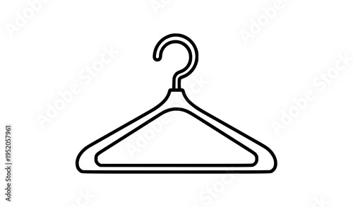 Minimal clothes hanger outline icon black and white vector design