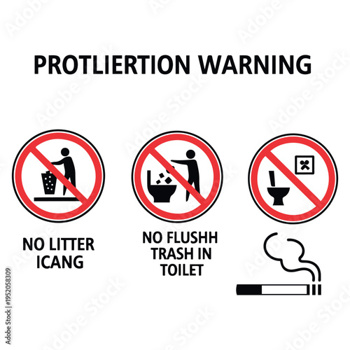 Print Do not Throw Trash in Toilet Sign Label Symbol Icon Vector