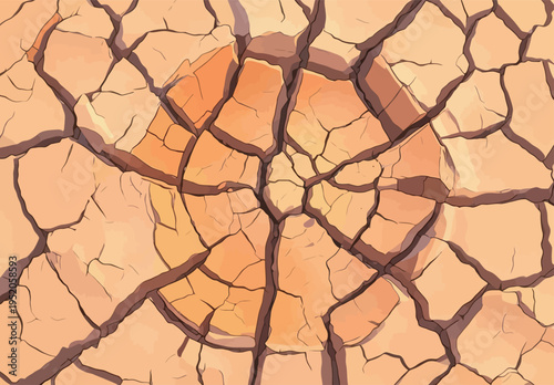 Cracked earth shows signs of drought in a dry area under bright sunlight during daytime