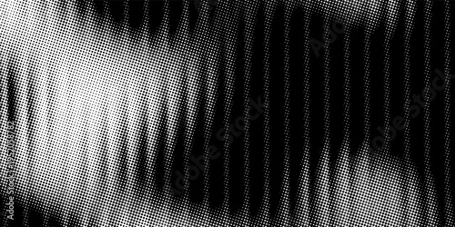 Abstract Black and White Halftone Wave Texture Background with Distorted Grain and Retro Glitch Effect. vector ilustration