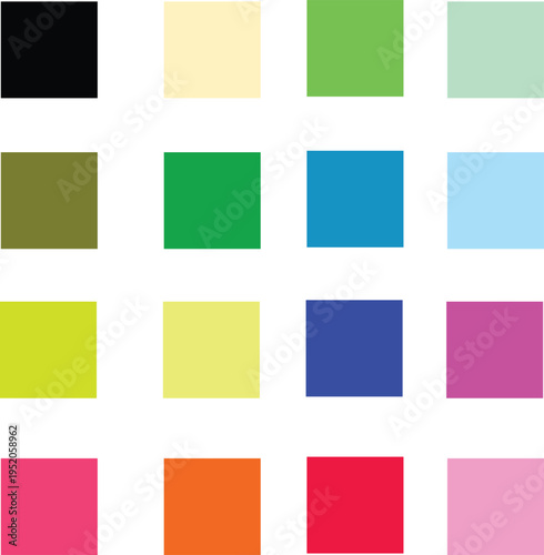 A color palette with 16 different colors