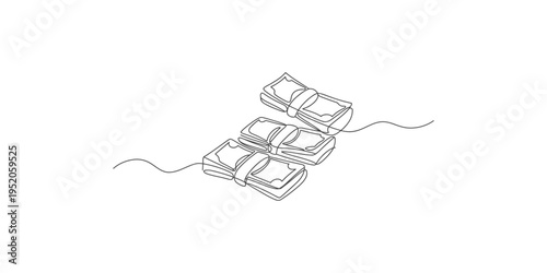 Stacks of money with straps flying through the air cash dollars bills banknotes currency finance