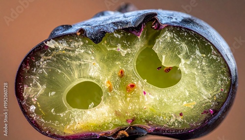 Cross-Section of a Blueberry - Revealing the Juicy Interior.