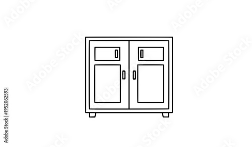 Wooden cabinet line art furniture icon vector illustration