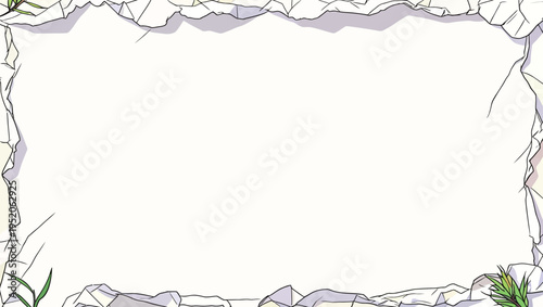 Paper with crumpled edges on a grassy surface under bright light in an outdoor setting during the day