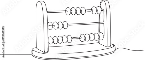 Continuous Line Drawing of an Abacus or Counting Frame, Ancient Mathematics Tool and Educational Toy for Kids.