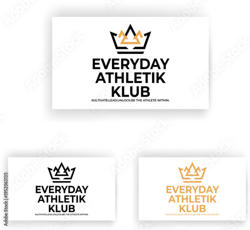 A collection of business cards for the Everyday Athletik Klub with various logo designs