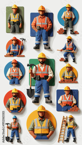 Celebrating the hard work and dedication of construction heroes with these vibrant figurines showcasing various trades and tools.