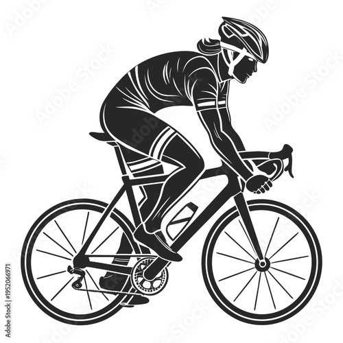 Cyclist silhouette vector illustration of bike rider cycling race sport action scene