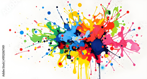 paint, splash, splashes, splatter, color, colorful, vibrant, bright, abstract, art, background, white, wall, surface, texture, brush, stroke, drip, drops, liquid, ink, pigment, dye, creative, artistic