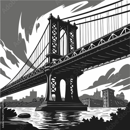 San Francisco skyline with a suspension bridge over the bay and city skyline view