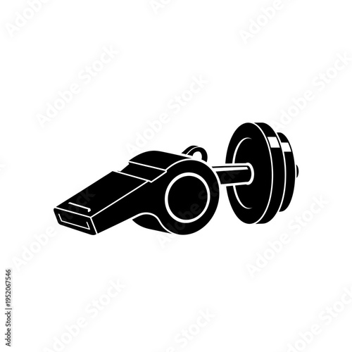 Black and White Illustration of a Referee Whistle.