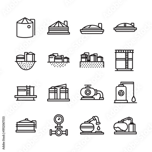Industrial Storage Tanks & Systems Icons Set