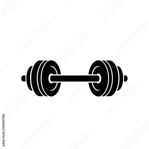 Black Dumbbell Silhouette for Fitness and Weightlifting.
