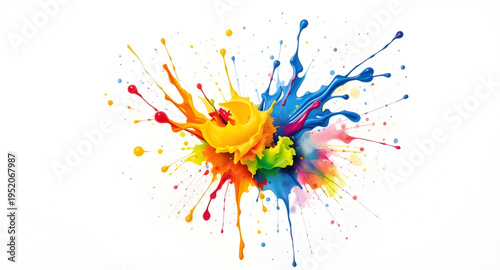 paint, splashes, splatter, burst, color, vivid, bright, abstract, art, backdrop, white, wall, canvas, texture, brush, stroke, drip, droplets, fluid, ink, pigment, dye, creative, artistic, design, patt
