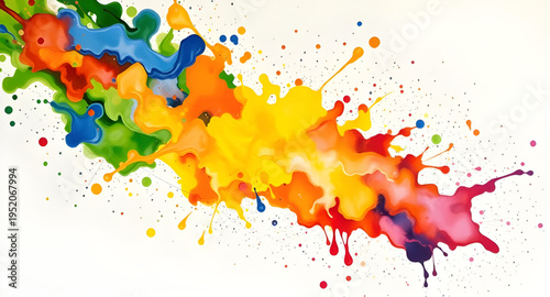 paint, splashes, splatter, burst, color, vivid, bright, abstract, art, backdrop, white, wall, canvas, texture, brush, stroke, drip, droplets, fluid, ink, pigment, dye, creative, artistic, design, patt