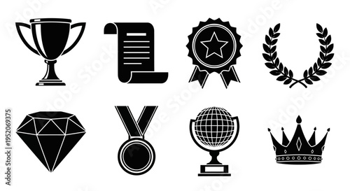 Universal symbols of achievement, success, and excellence for recognition and celebration of triumph