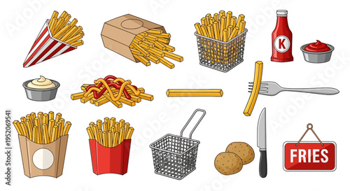 Collection of delicious french fries and fast food items, perfect for a casual dining experience