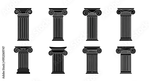 Diverse Collection of Classical Architectural Columns and Pillars for Historical Design Projects