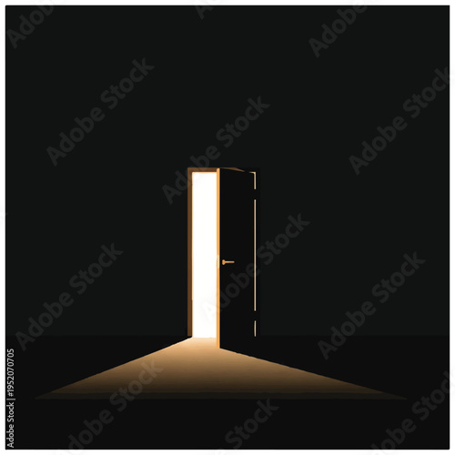 Open Door with Light Shining Through.