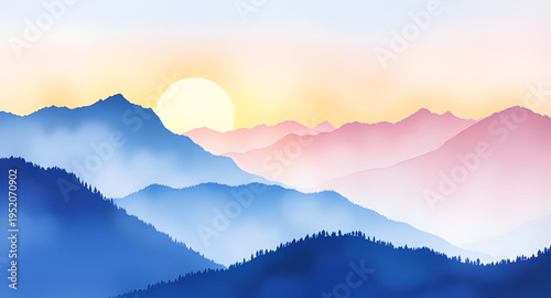mist, haze, fog, cloud, clouds, mountain, mountains, hill, hills, valley, landscape, scenery, nature, sky, atmosphere, dreamy, soft, calm, peaceful, serene, morning, sunrise, dawn, light, shadow, dept