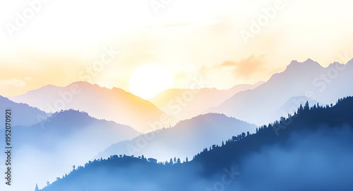 fog, haze, mist, cloud, clouds, mountain, mountains, hill, hills, valley, landscape, scenery, nature, sky, atmosphere, dreamy, soft, calm, peaceful, serene, morning, sunrise, dawn, light, shadow, dept