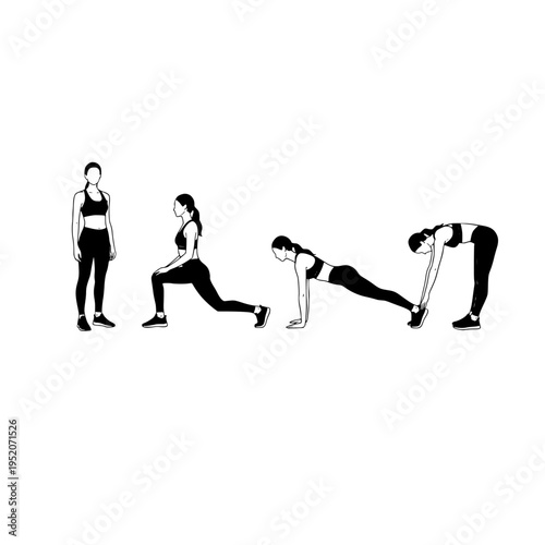 woman doing burpees vector illustration
