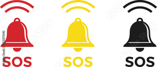 Vector graphic illustration of SOS emergency bells in different colors