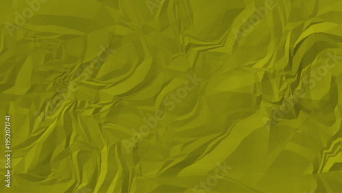 Abstract Olive Green Crumpled Paper Texture Background with Wrinkled Fold Effect, Grunge Organic Surface Pattern for Modern Design, Packaging, Poster and Creative Projects