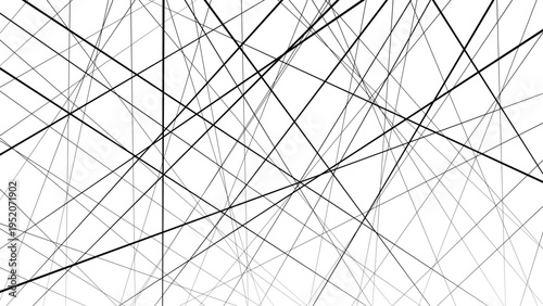 Canvas Print Abstract Chaotic Black Line Network Pattern Minimal Crisscross Geometric Linear