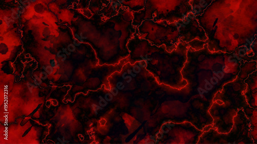 Abstract Red Lightning Marble Texture Dark Energy Crack Pattern Glowing Veins Grunge Lava Background for Dramatic Design