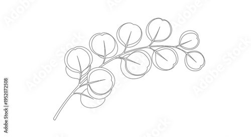 Drawing of a branch with leaves.