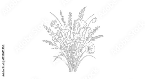 Detailed illustration of wheat bouquet.