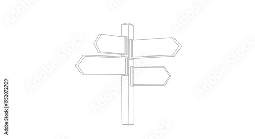Directional Sign Post with Multiple Arrows.