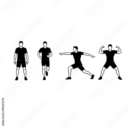 man exercising workout sequence flat design vector illustration