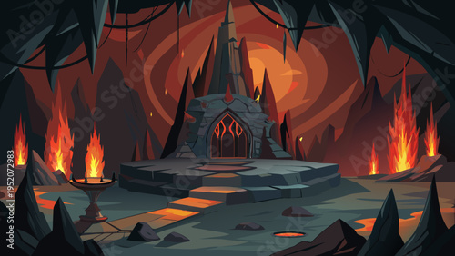 Fire burning in a forest and fireplace campfire at night