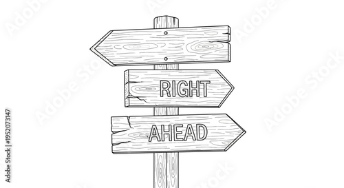 Wooden Signpost with Directional Arrows.