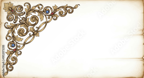 Ornate Golden Decorative Border Design.