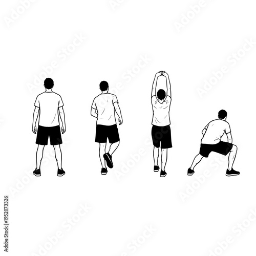 man doing warm-up exercises vector illustration