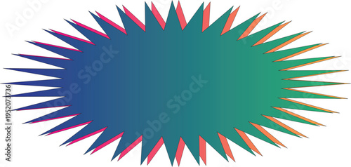  described features a starburst shape characterized by a gradient fill that transitions from blue to green in the inner part, while the outer edges are filled with orange. This combination of colors 