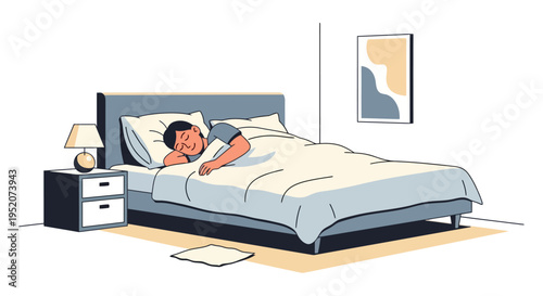 A person peacefully sleeping in a comfortable bed at home, representing rest and relaxation